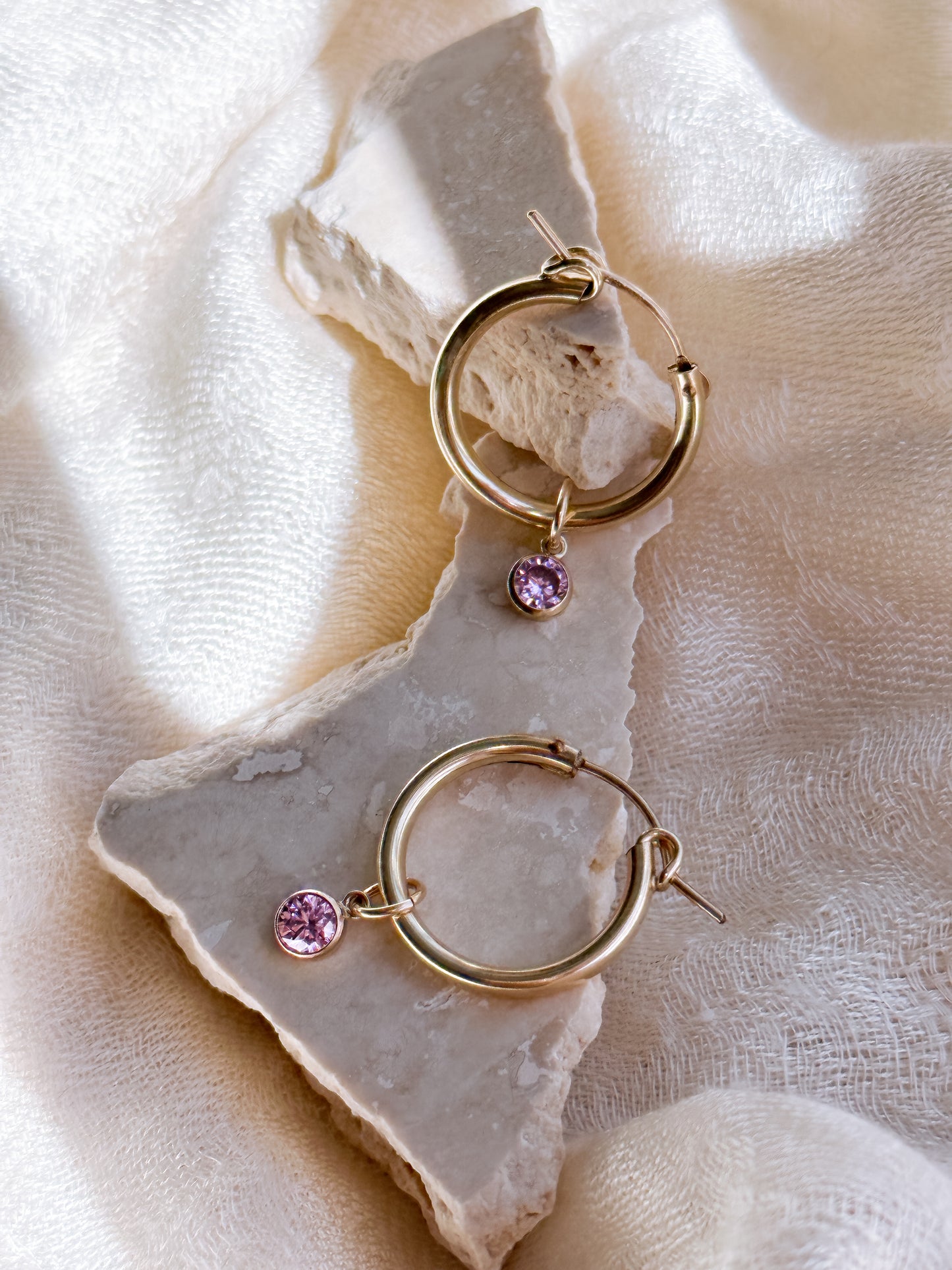 LucyKitty Gold Filled Removable Charms Dahlia Hoop Earrings