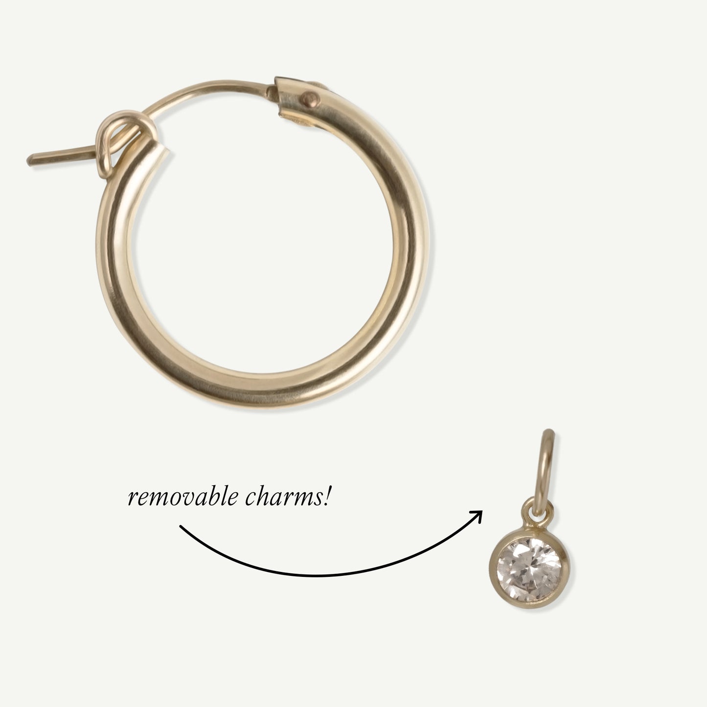 LucyKitty Gold Filled Removable Charms Lily Hoop Earrings
