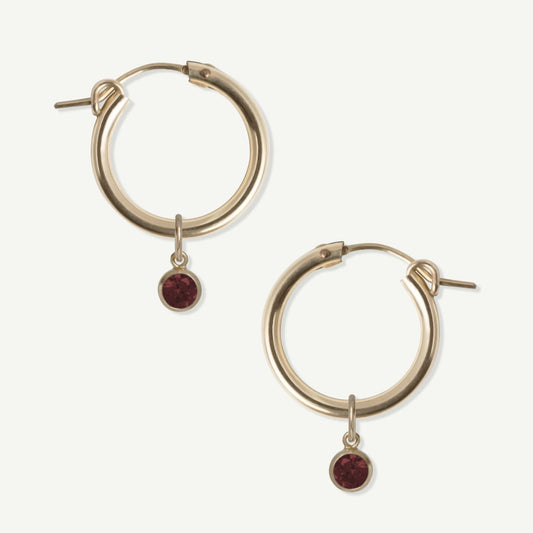 LucyKitty Gold Filled Removable Charms Rose Hoop Earrings