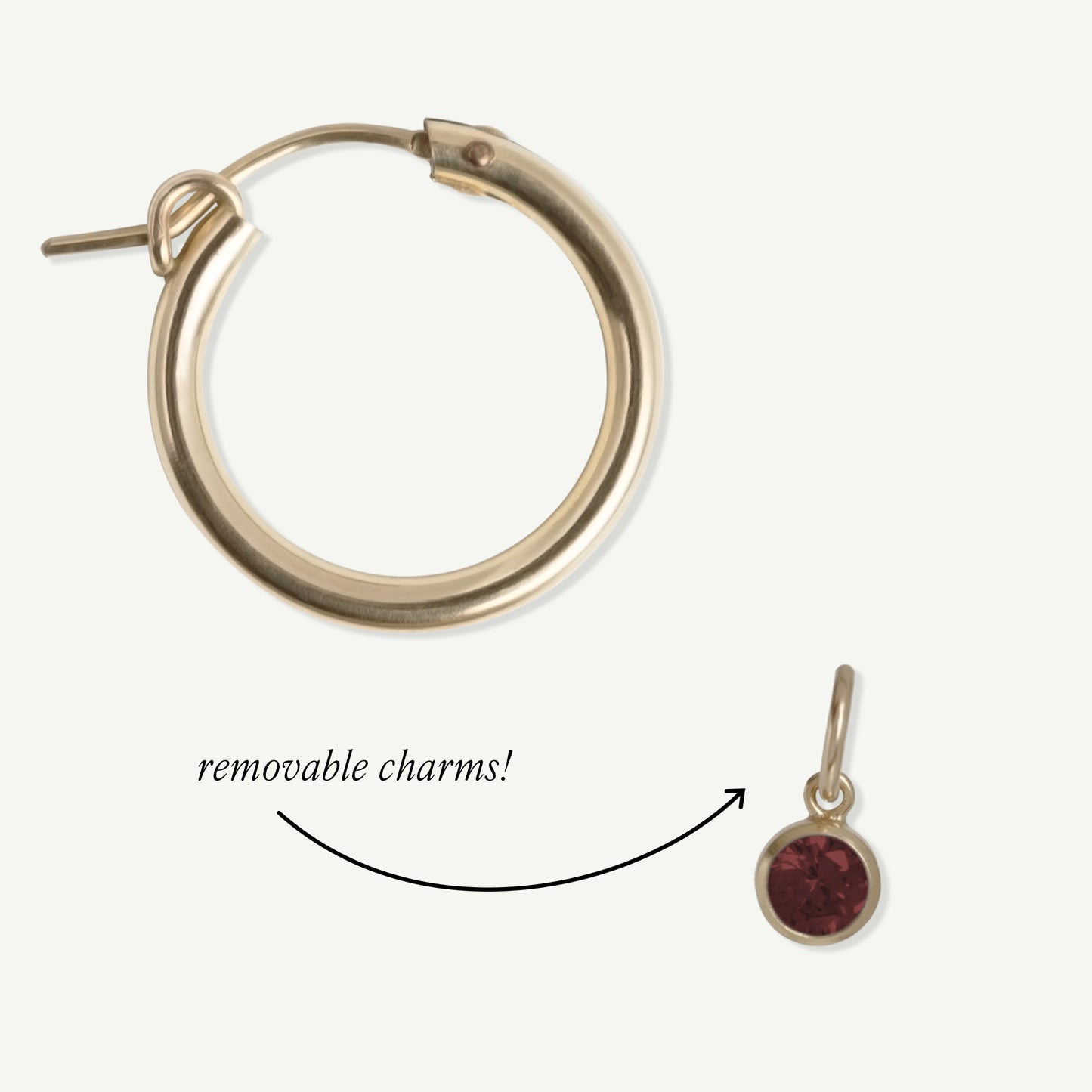 LucyKitty Gold Filled Removable Charms Rose Hoop Earrings