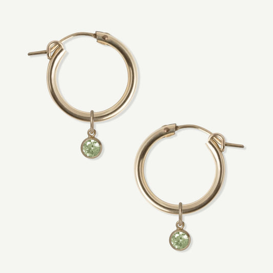 LucyKitty Gold Filled Removable Charms Sage Hoop Earrings