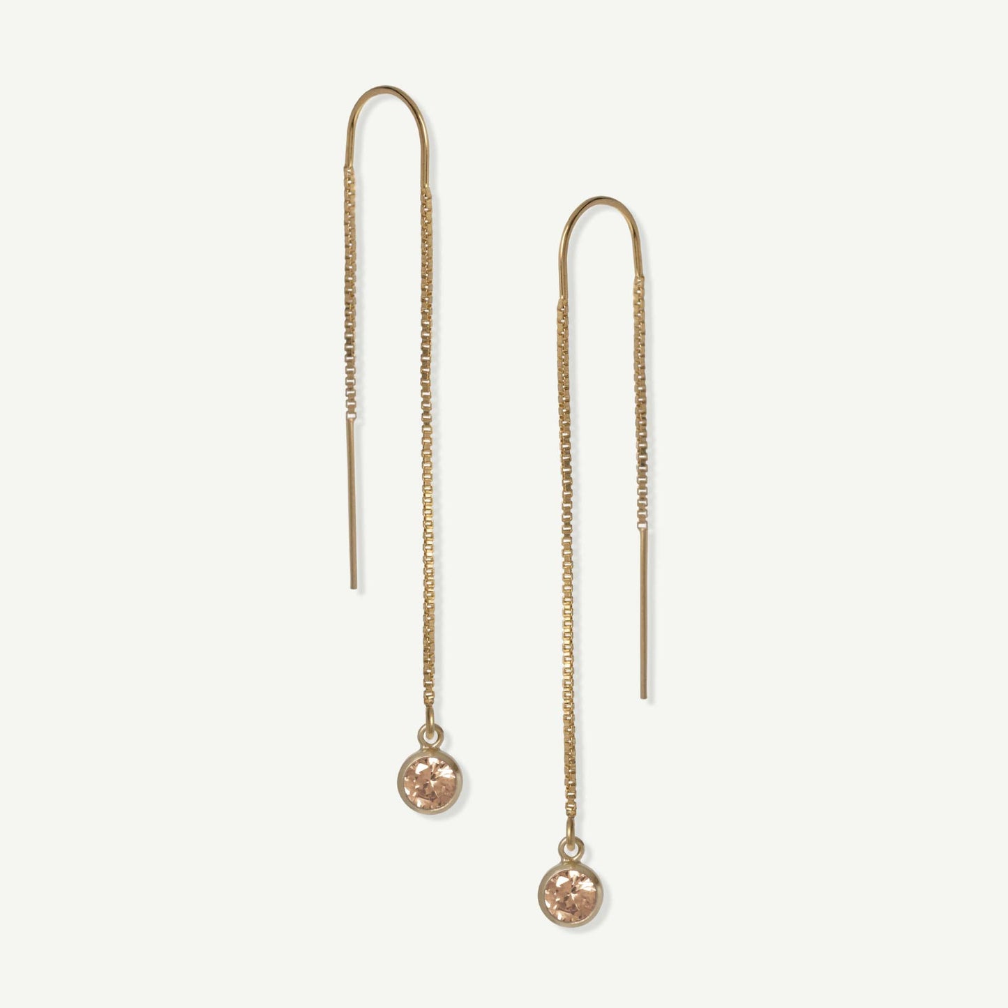 LucyKitty Gold Filled Iris Birthstone Threader Earrings in November Citrine