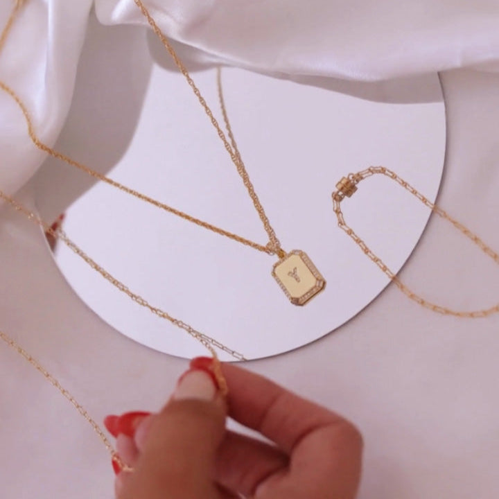 LucyKitty Gold Filled Carta Pendant on Ropa Chain