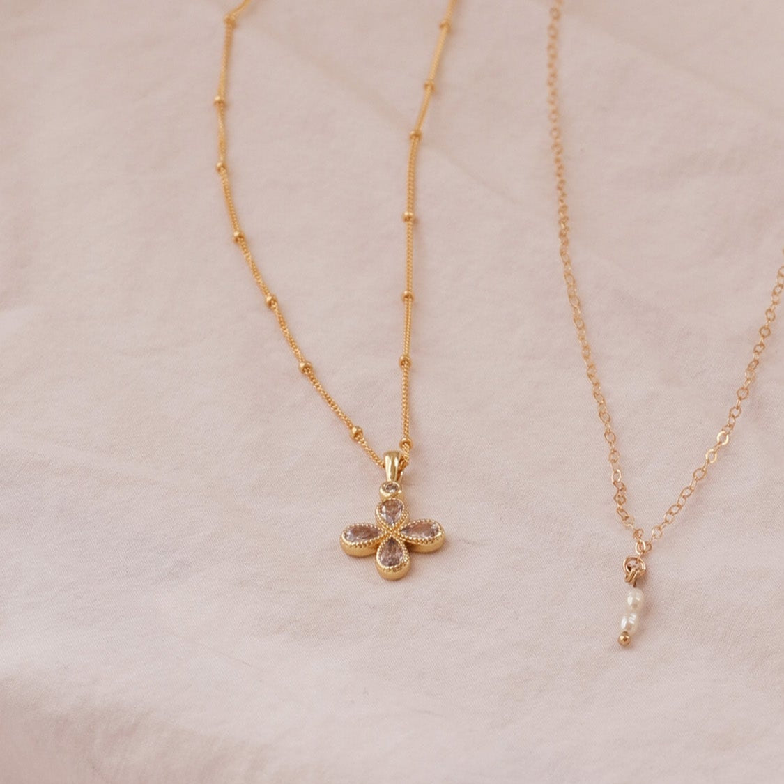 LucyKitty Gold Filled Diamond Clover Pendant Necklace