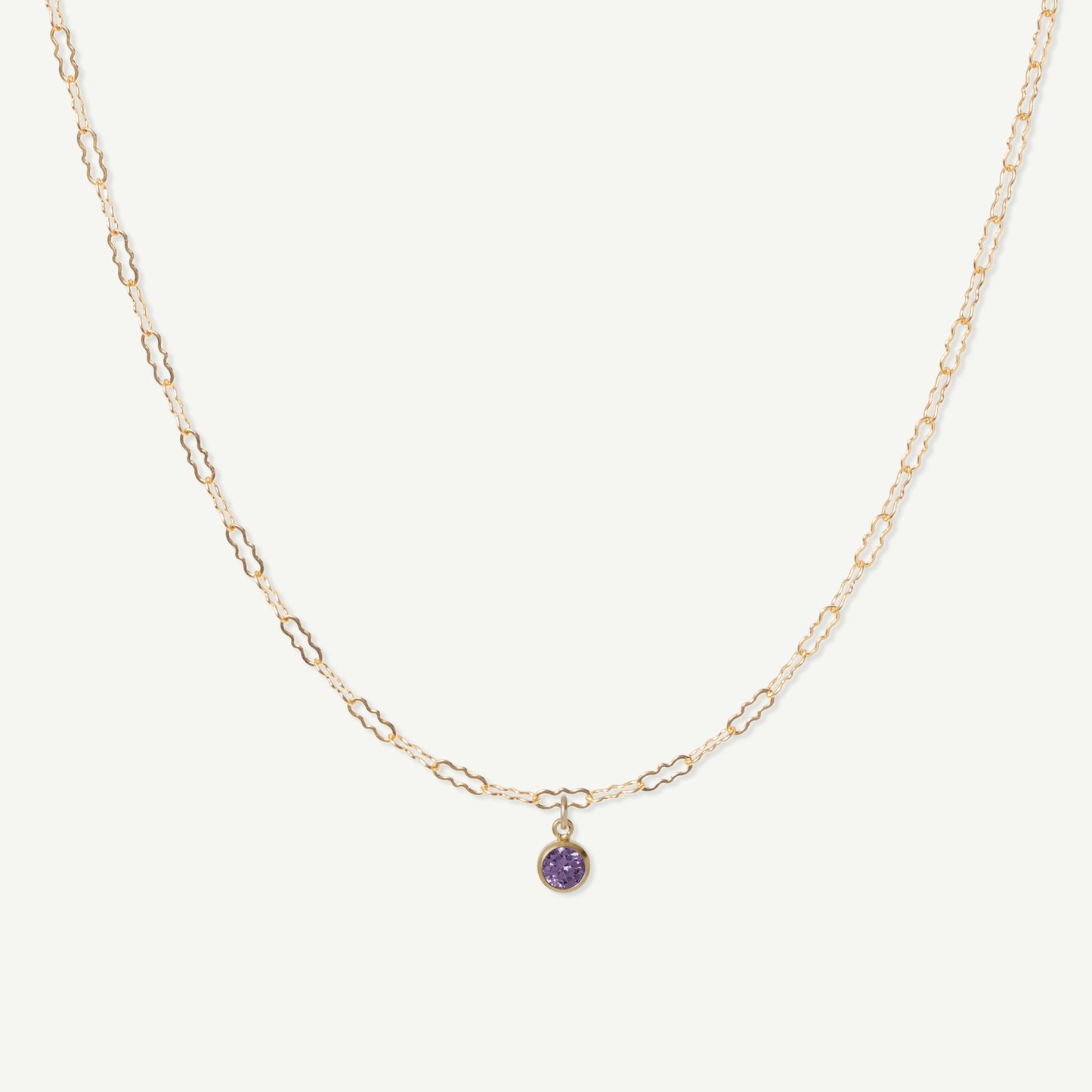 LucyKitty Gold Filled Fayette Birthstone Necklace in June Alexandrite