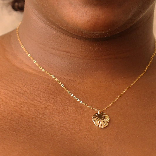 LucyKitty Gold Filled Monstera Necklace