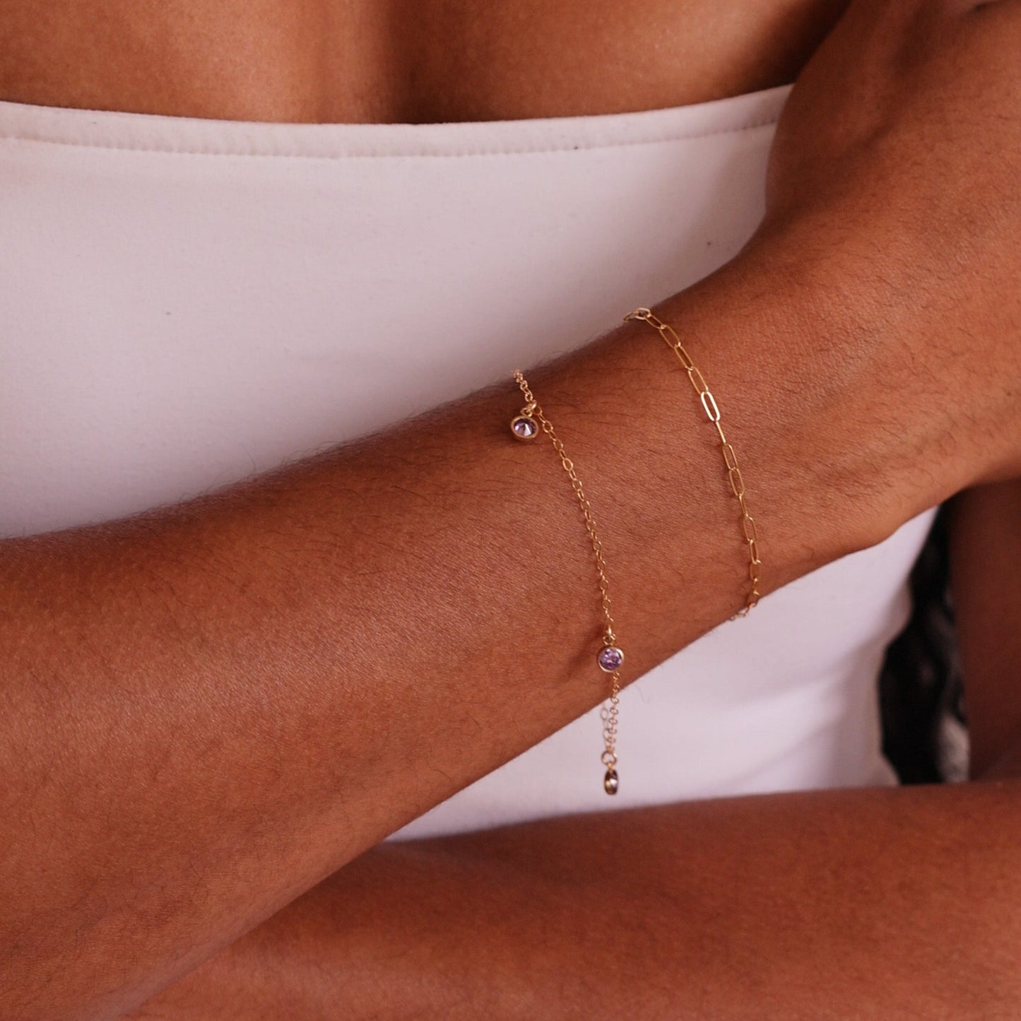 LucyKitty Gold Filled Paperclip Bracelet and Catmint Bracelet