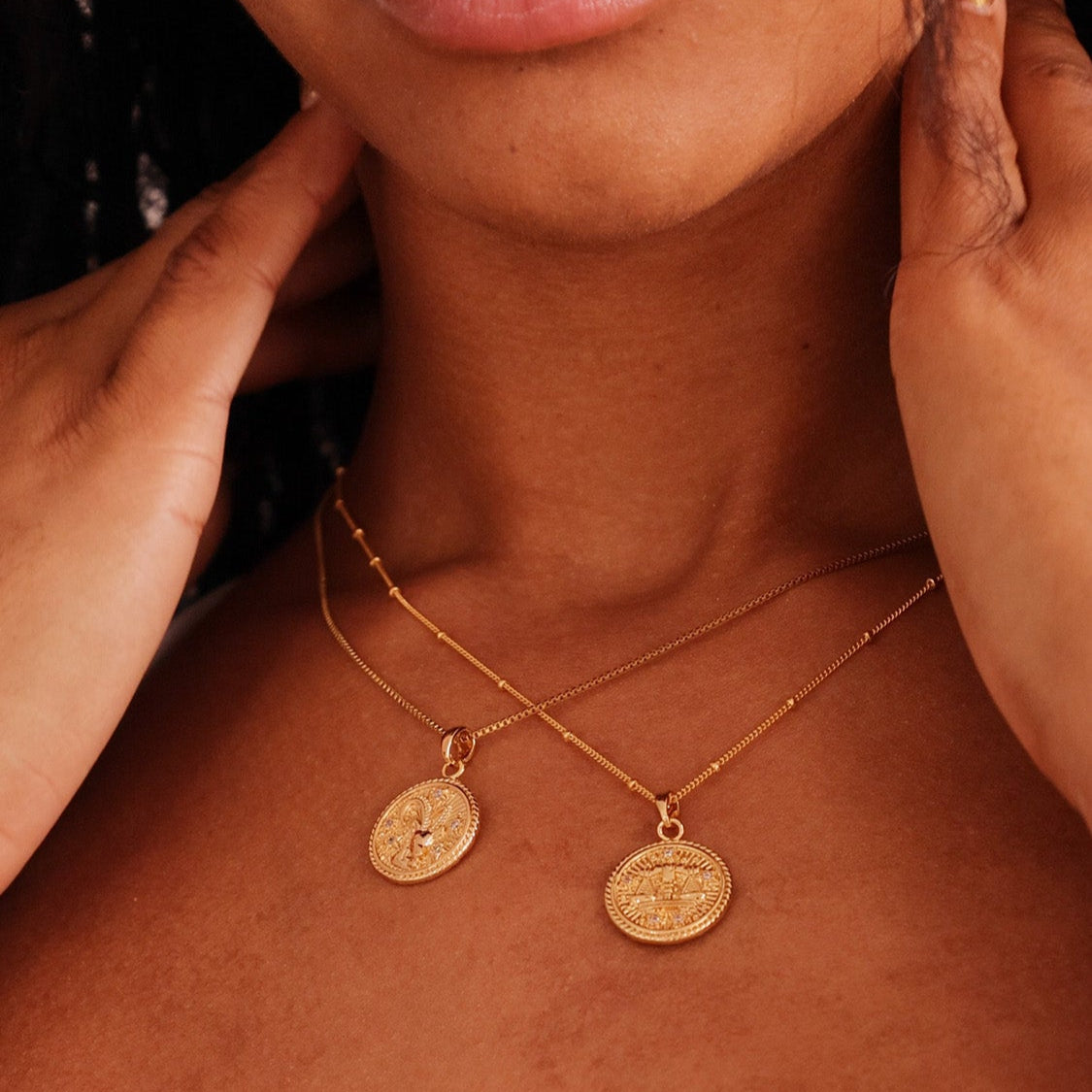 LucyKitty Gold Filled Zodiac Pendant Necklaces in Libra and Capricorn