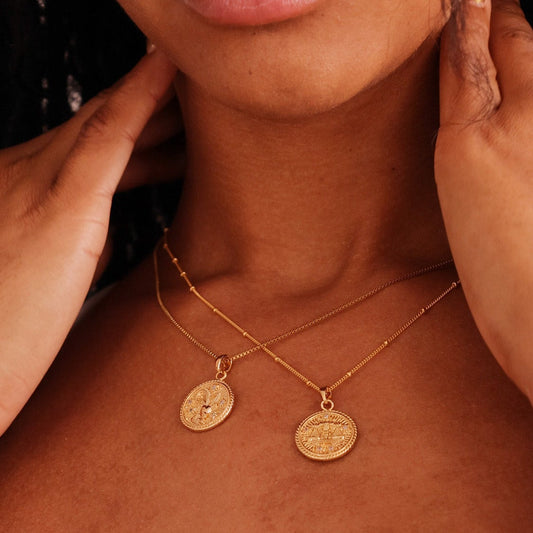 LucyKitty Gold Filled Zodiac Pendant Necklaces in Libra and Capricorn