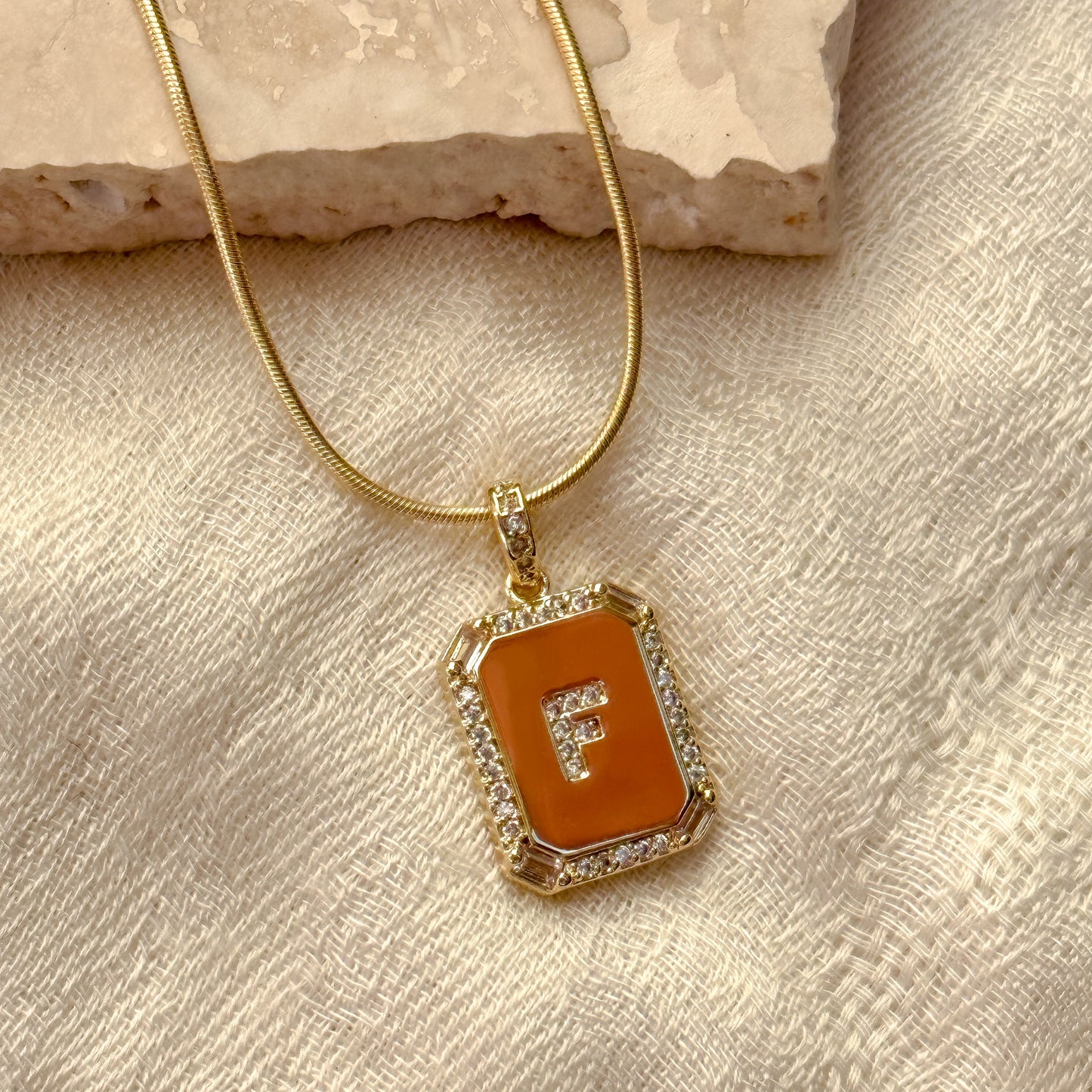 LucyKitty Gold Filled Carta Letter Pendant Snake Chain