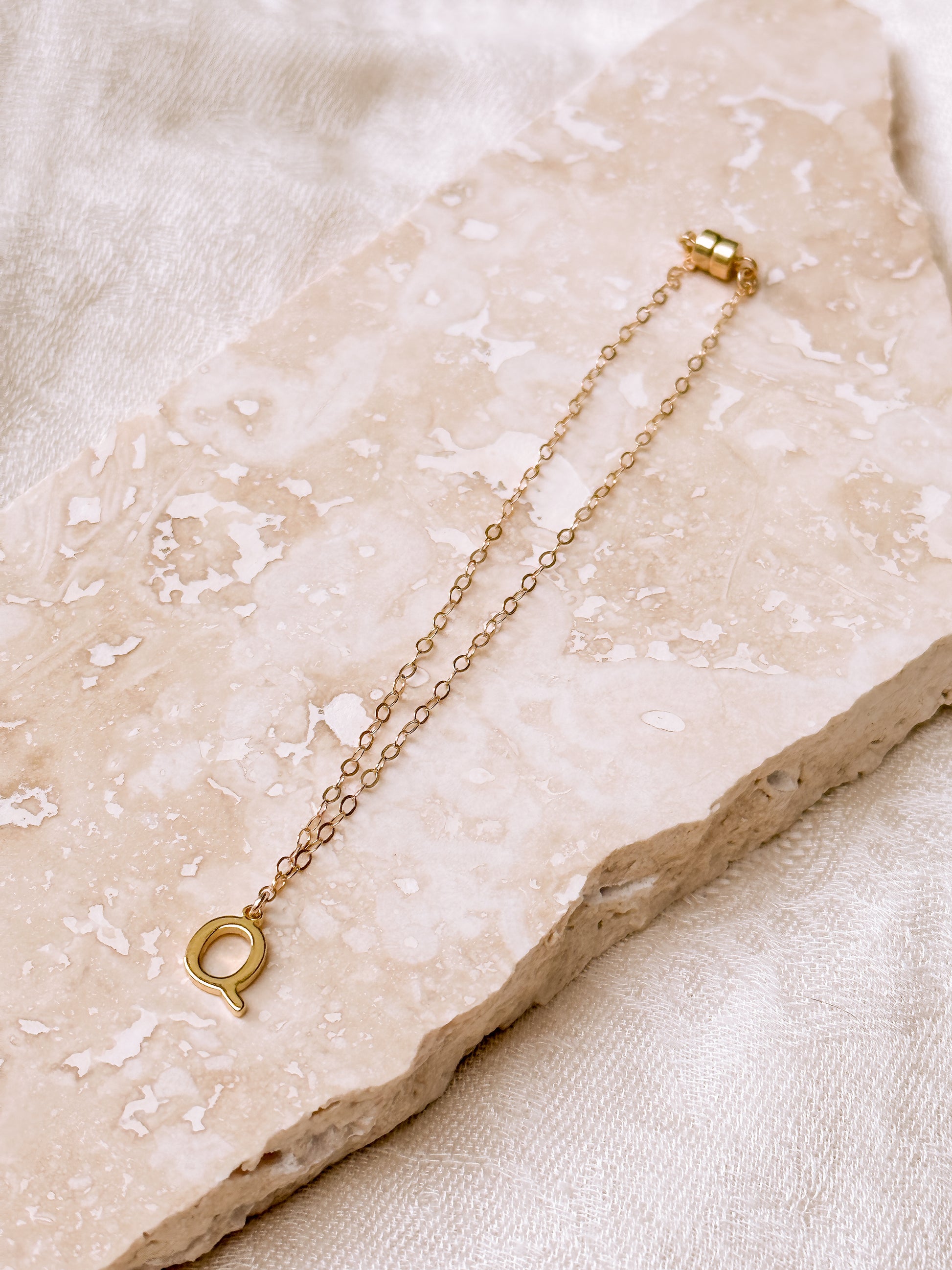 Gold Filled Capital Letter Charm on Gossamer Anklet