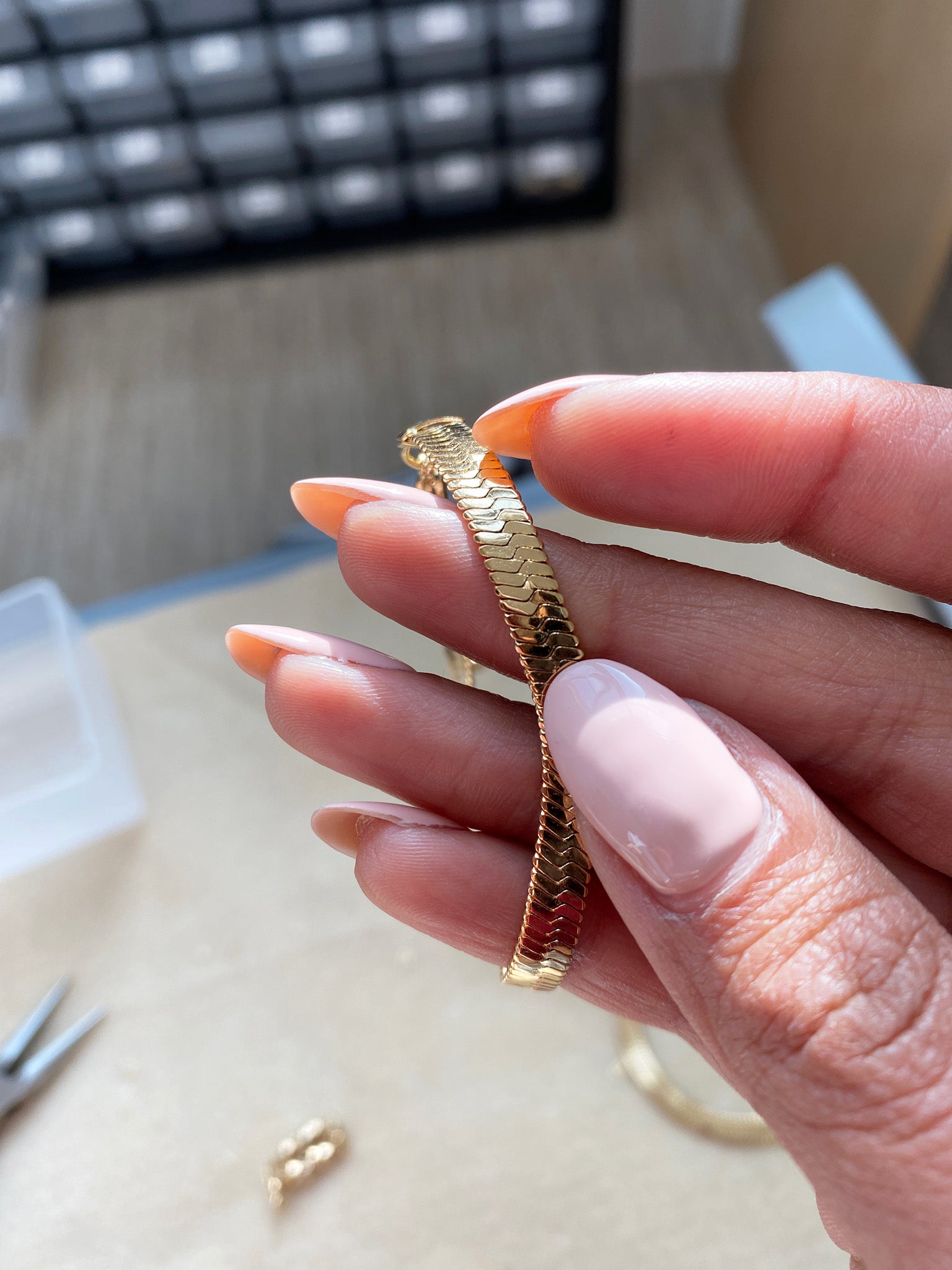LucyKitty Gold Filled Mira Wide Herringbone Bracelet