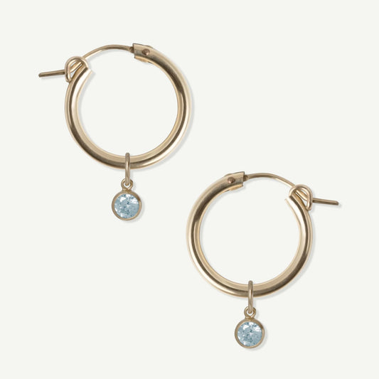 LucyKitty Gold Filled Removable Charms Bluestar Hoop Earrings