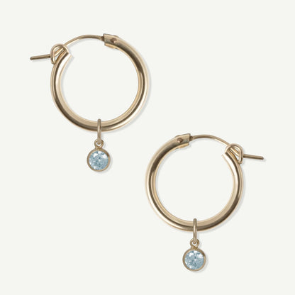 LucyKitty Gold Filled Removable Charms Bluestar Hoop Earrings