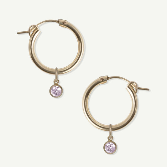 LucyKitty Gold Filled Removable Charms Dahlia Hoop Earrings