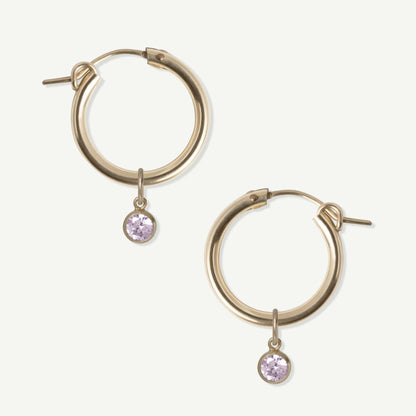 LucyKitty Gold Filled Removable Charms Dahlia Hoop Earrings