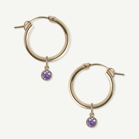 LucyKitty Gold Filled Removable Charms Lilac Hoop Earrings