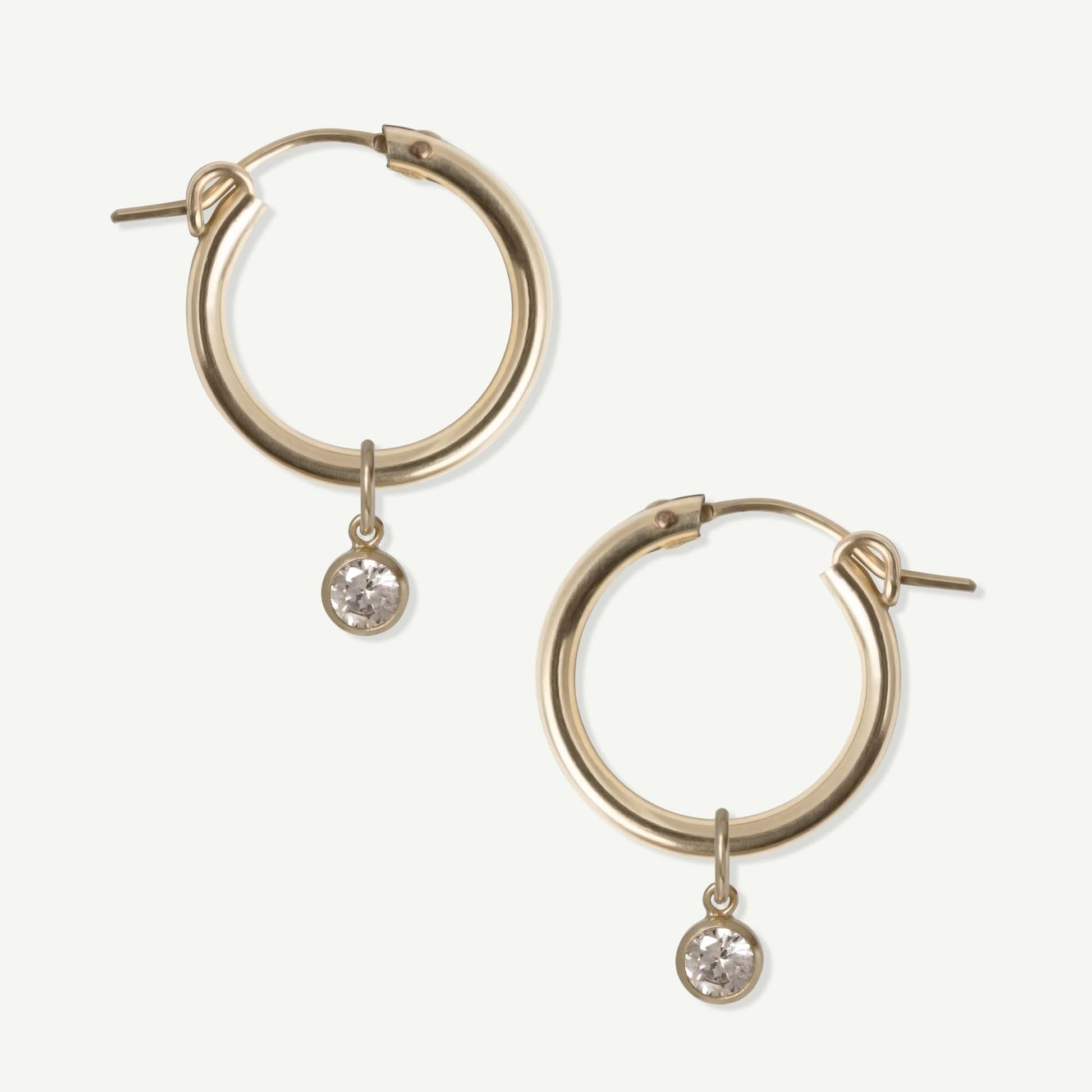 LucyKitty Gold Filled Removable Charms Lily Hoop Earrings