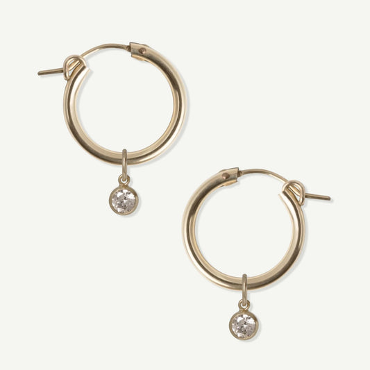 LucyKitty Gold Filled Removable Charms Lily Hoop Earrings