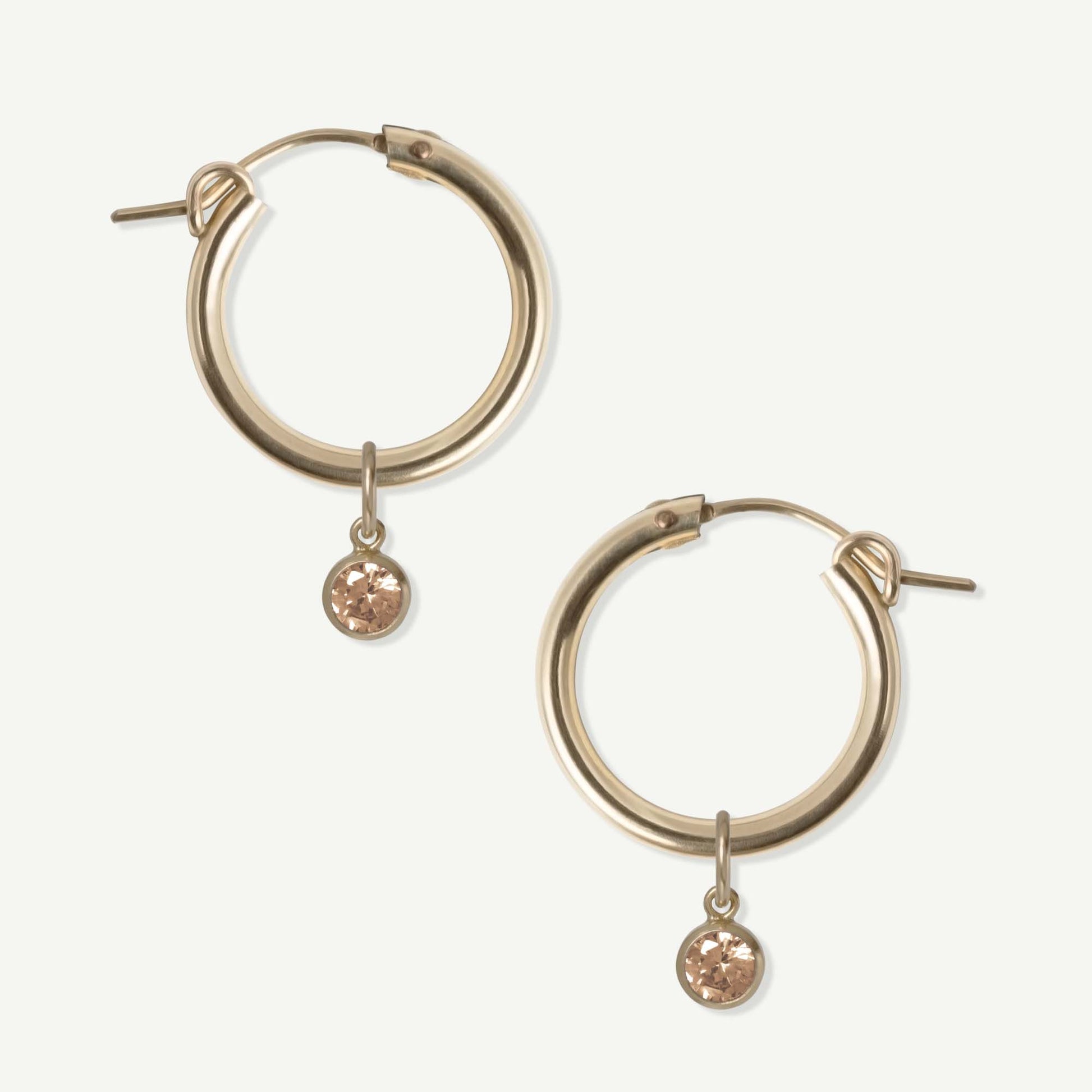 LucyKitty Gold Filled Removable Charms Marigold Hoop Earrings