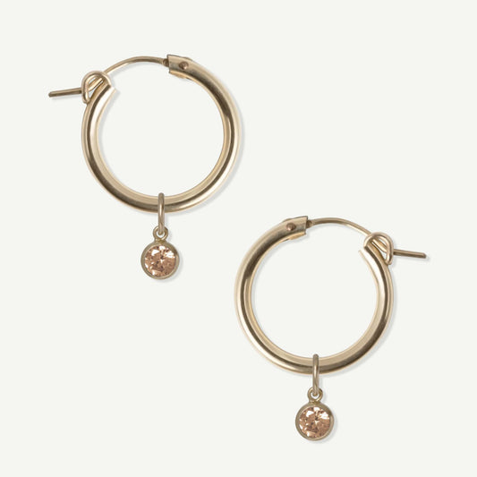 LucyKitty Gold Filled Removable Charms Marigold Hoop Earrings