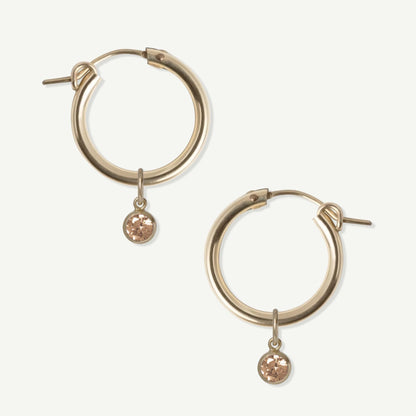 LucyKitty Gold Filled Removable Charms Marigold Hoop Earrings