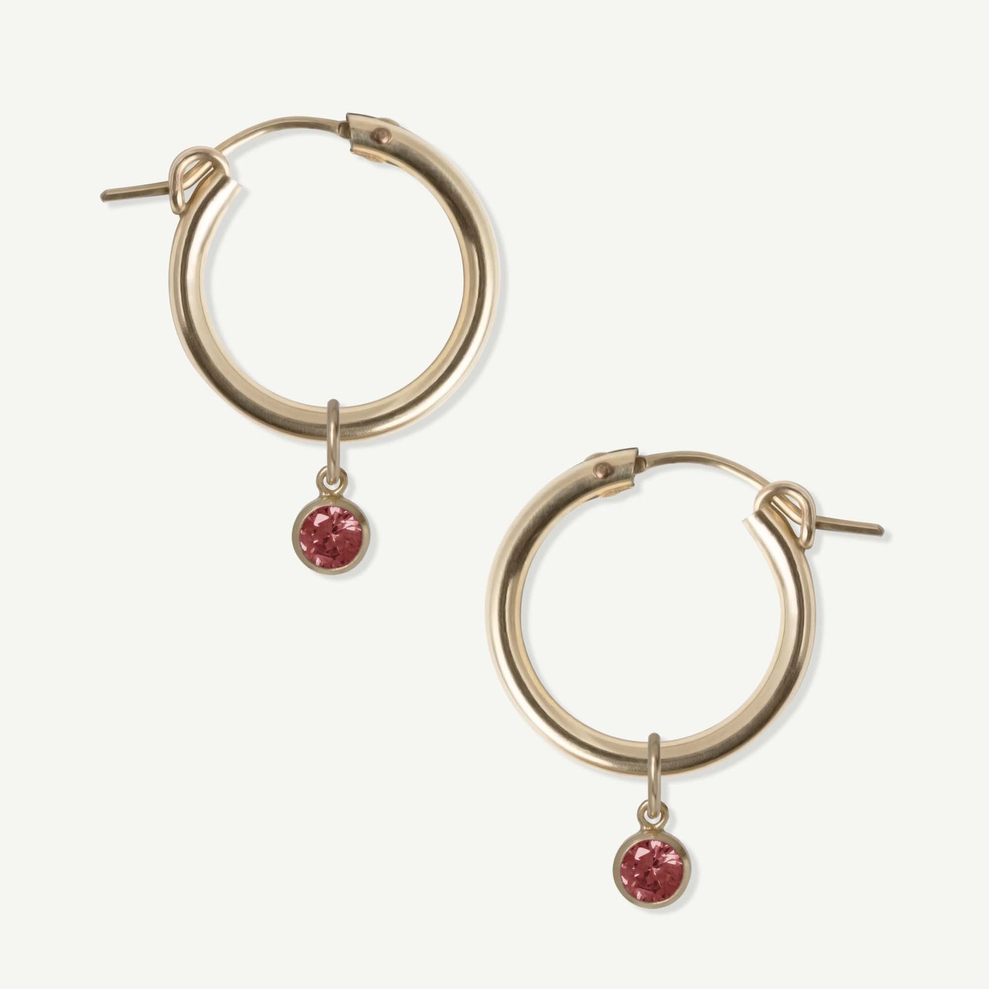 LucyKitty Gold Filled Removable Charms Poppy Hoop Earrings