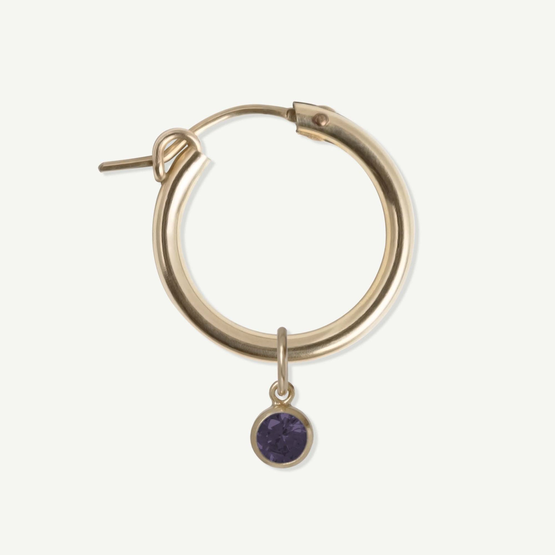LucyKitty Gold Filled Removable Charms Violet Hoop Earrings