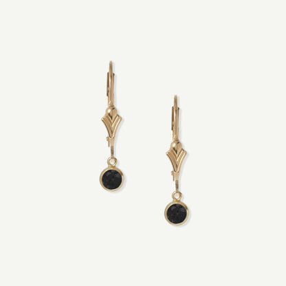 LucyKitty Gold Filled Flora Black Leverback Earrings