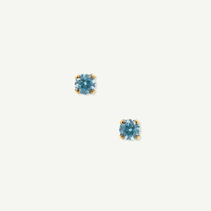 LucyKitty Gold Filled Iris Birthstone Studs March Aquamarine