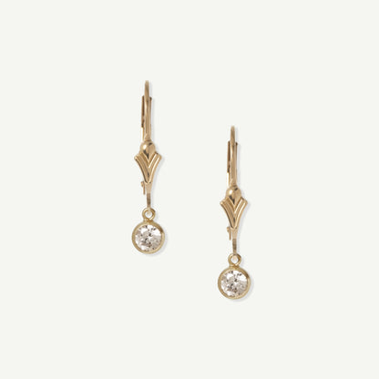 LucyKitty Gold Filled Flora Birthstone Leverback Earrings April Diamond