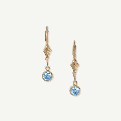 LucyKitty Gold Filled Flora Birthstone Leverback Earrings December Tanzanite