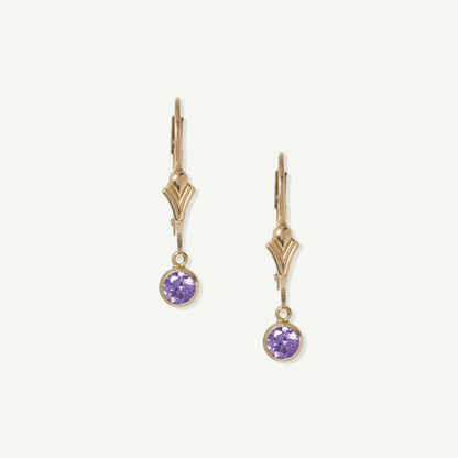 LucyKitty Gold Filled Flora Birthstone Leverback Earrings June Alexandrite