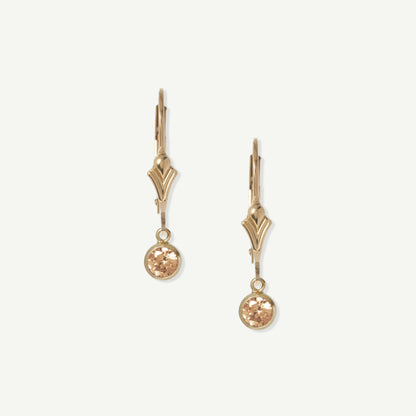 LucyKitty Gold Filled Flora Birthstone Leverback Earrings November Citrine