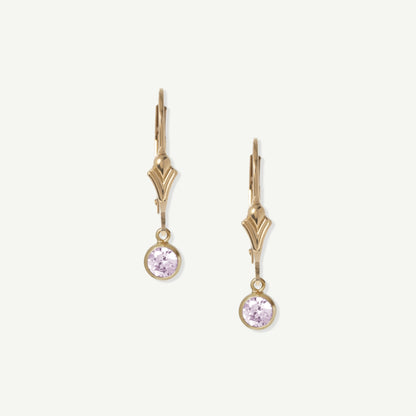 LucyKitty Gold Filled Flora Birthstone Leverback Earrings October Tourmaline