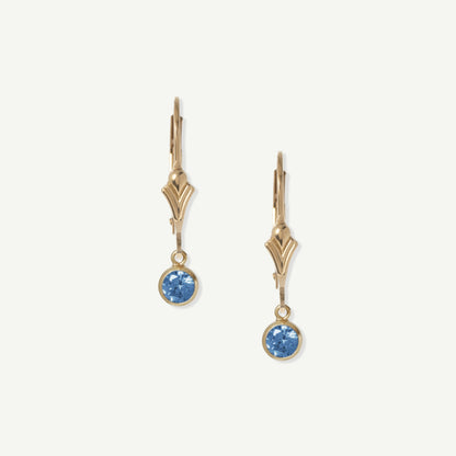 LucyKitty Gold Filled Flora Birthstone Leverback Earrings September Sapphire