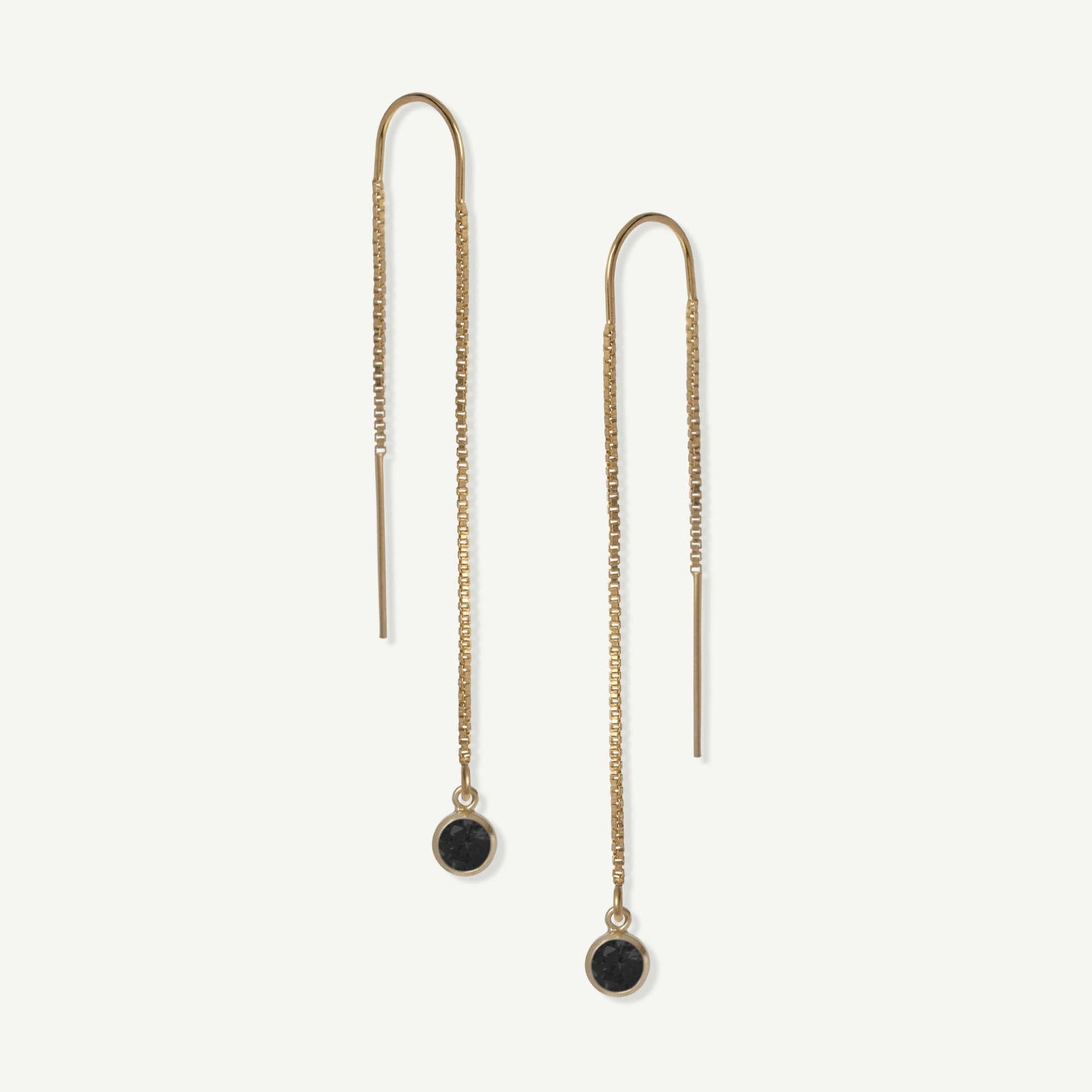 LucyKitty Gold Filled Black Mili Threader Earrings