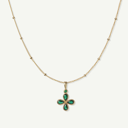 LucyKitty Gold Filled Emerald Clover Necklace