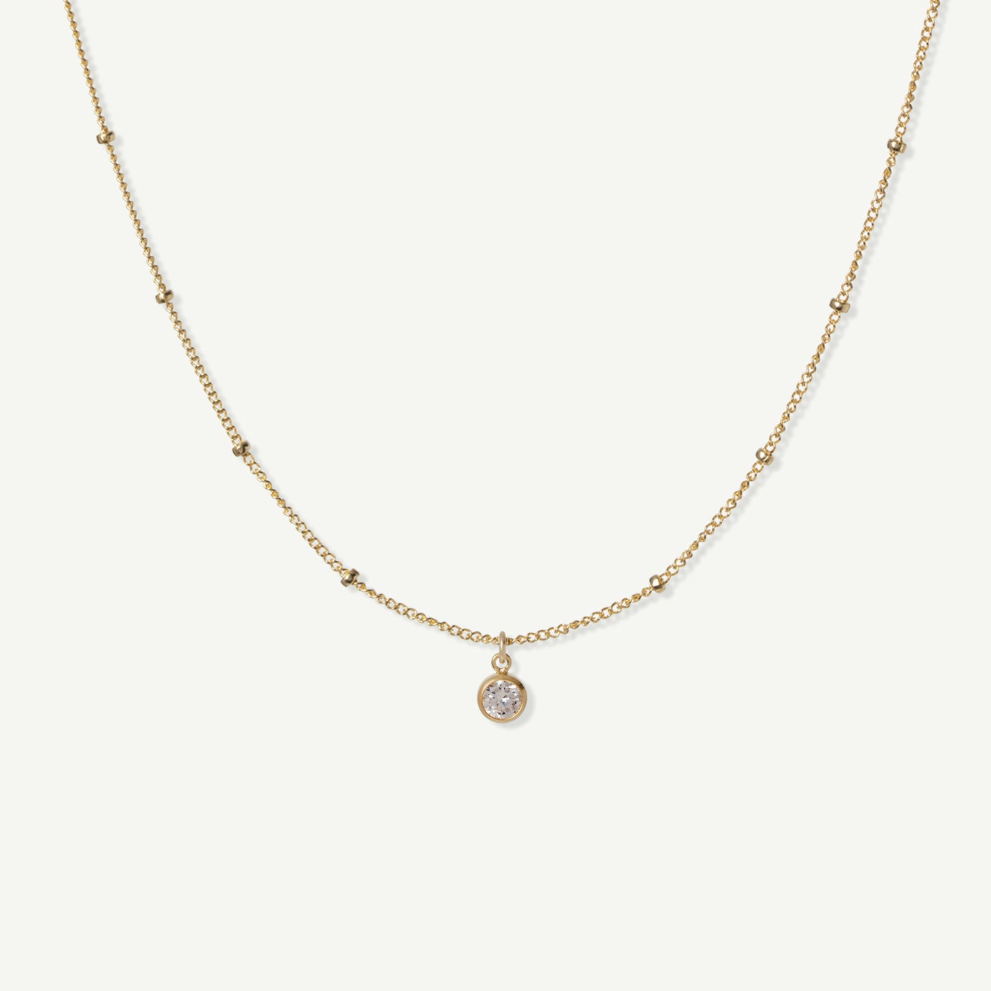 LucyKitty Gold Filled Saturna Birthstone Necklace in April Diamond