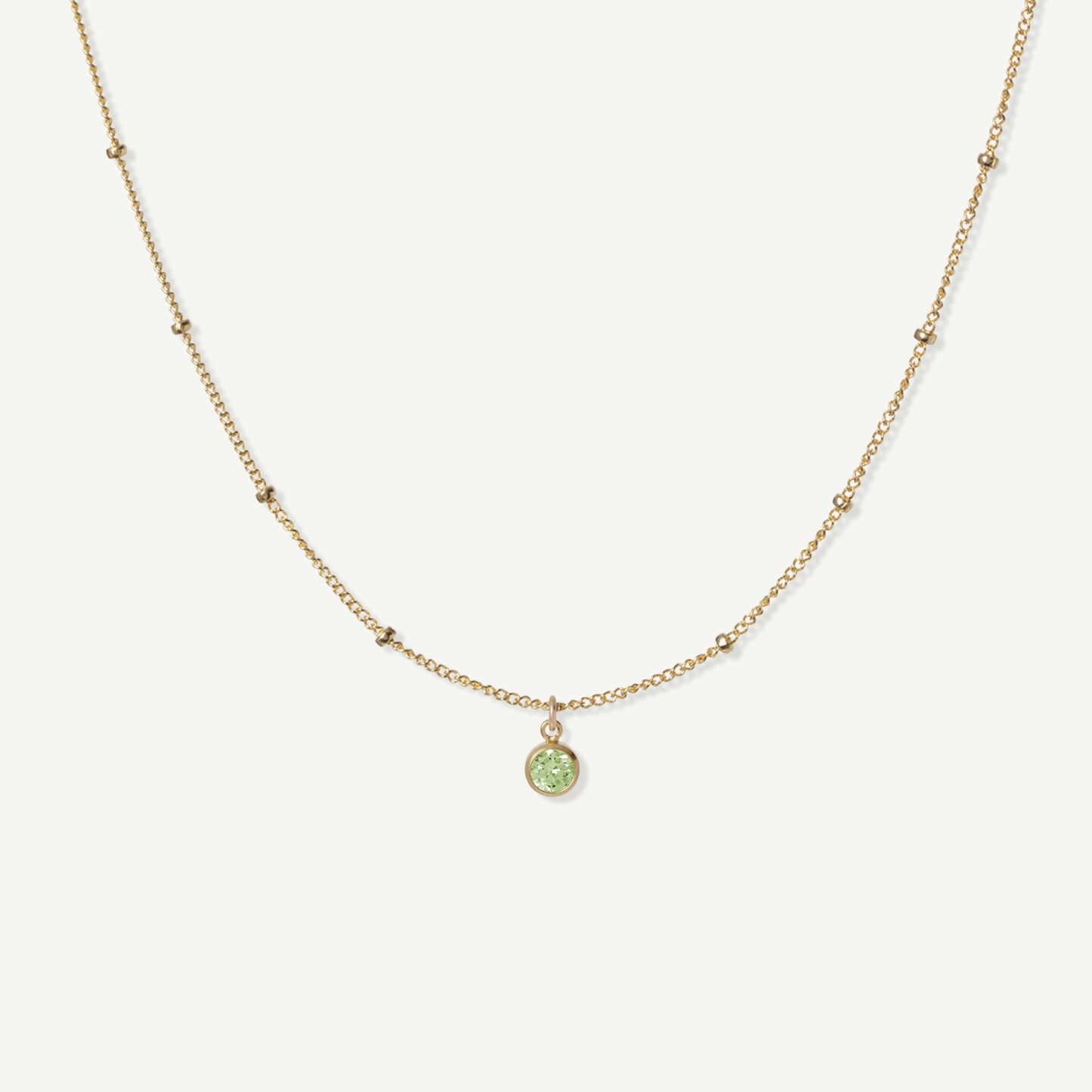 LucyKitty Gold Filled Saturna Birthstone Necklace in August Peridot