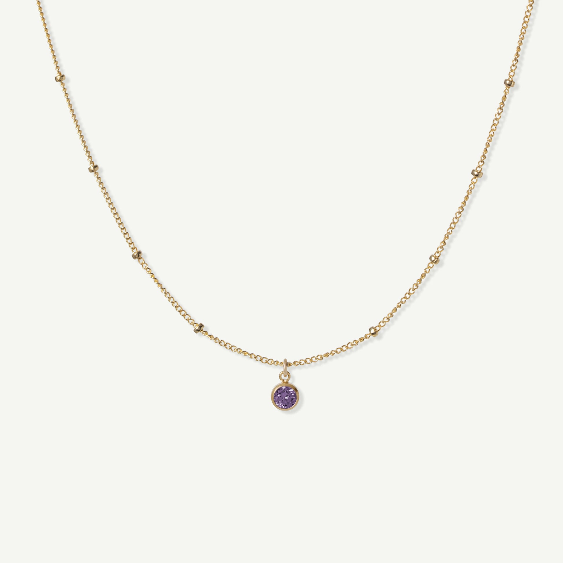 LucyKitty Gold Filled Saturna Birthstone Necklace in June Alexandrite