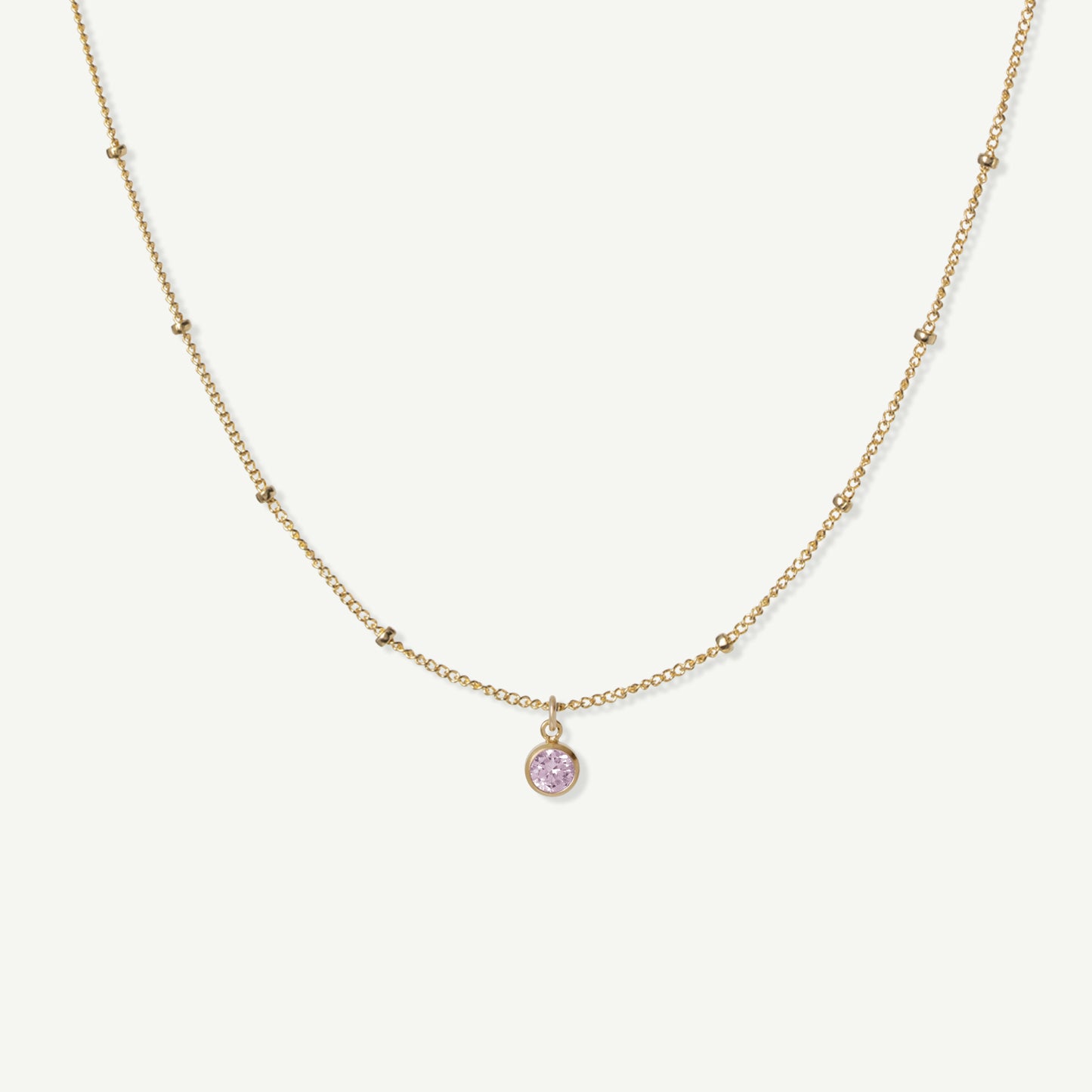 LucyKitty Gold Filled Saturna Birthstone Necklace in October Tourmaline