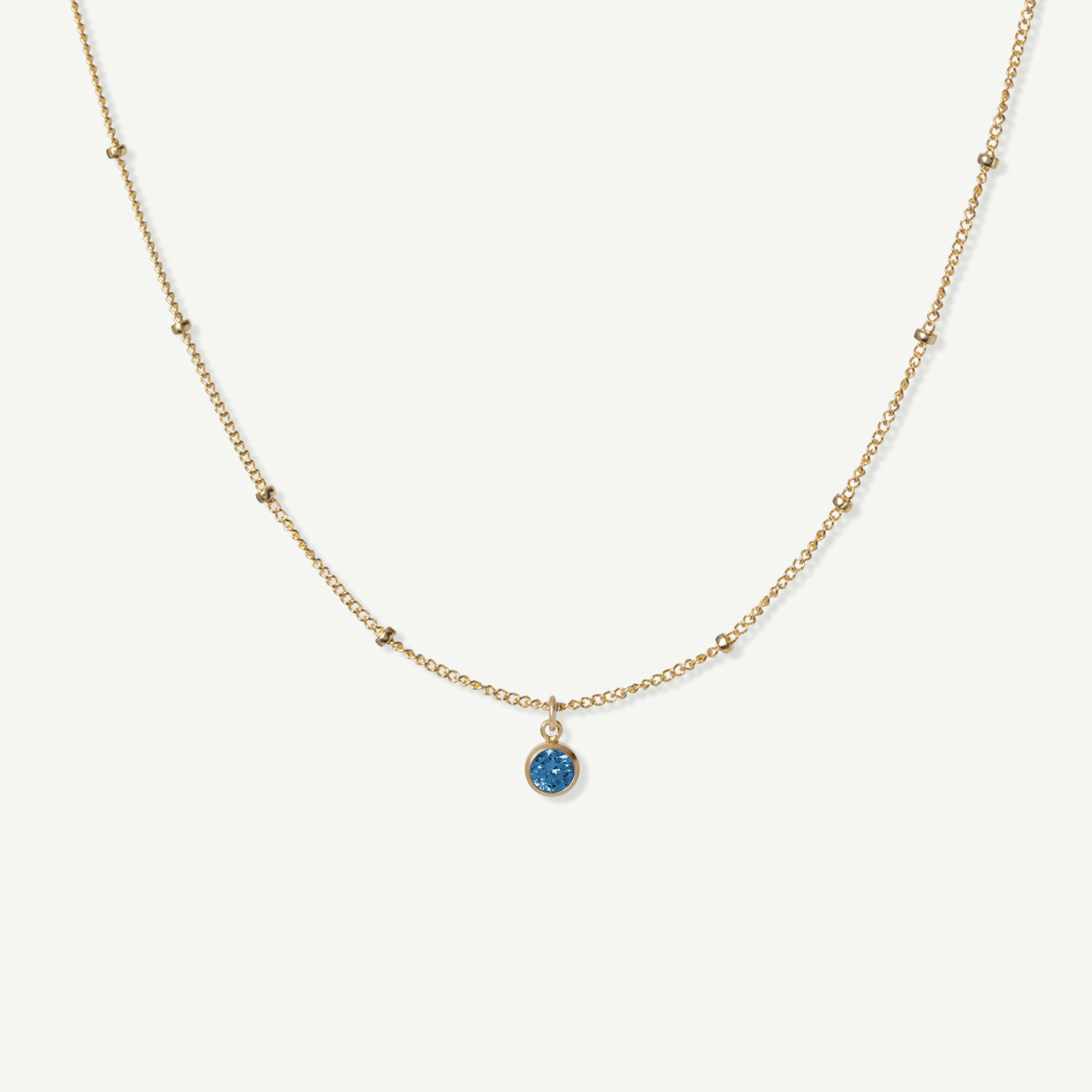 LucyKitty Gold Filled Saturna Birthstone Necklace in September Sapphire