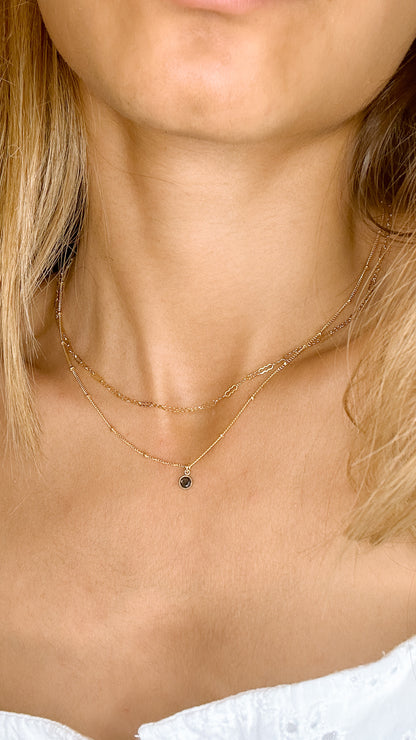 LucyKitty Gold Filled Black Saturna Necklace and Zia Chain