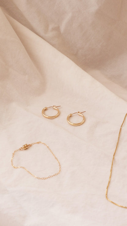 LucyKitty Gold Filled Gossamer Bracelet and Dana Small Hoop Earrings