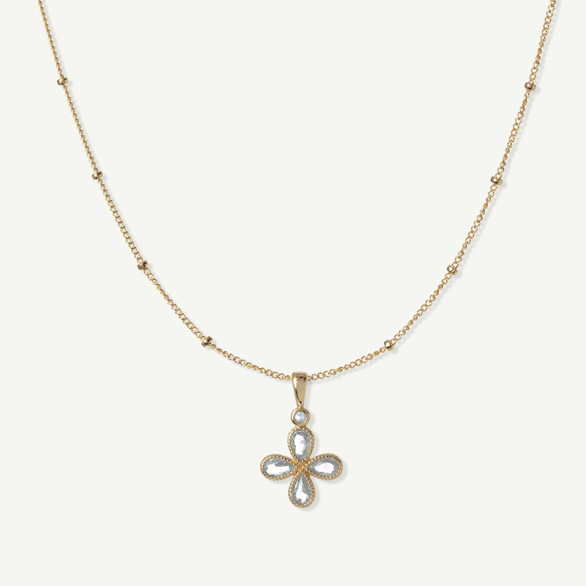 LucyKitty Gold Filled Diamond Clover Pendant Necklace