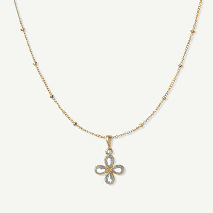 LucyKitty Gold Filled Diamond Clover Pendant Necklace