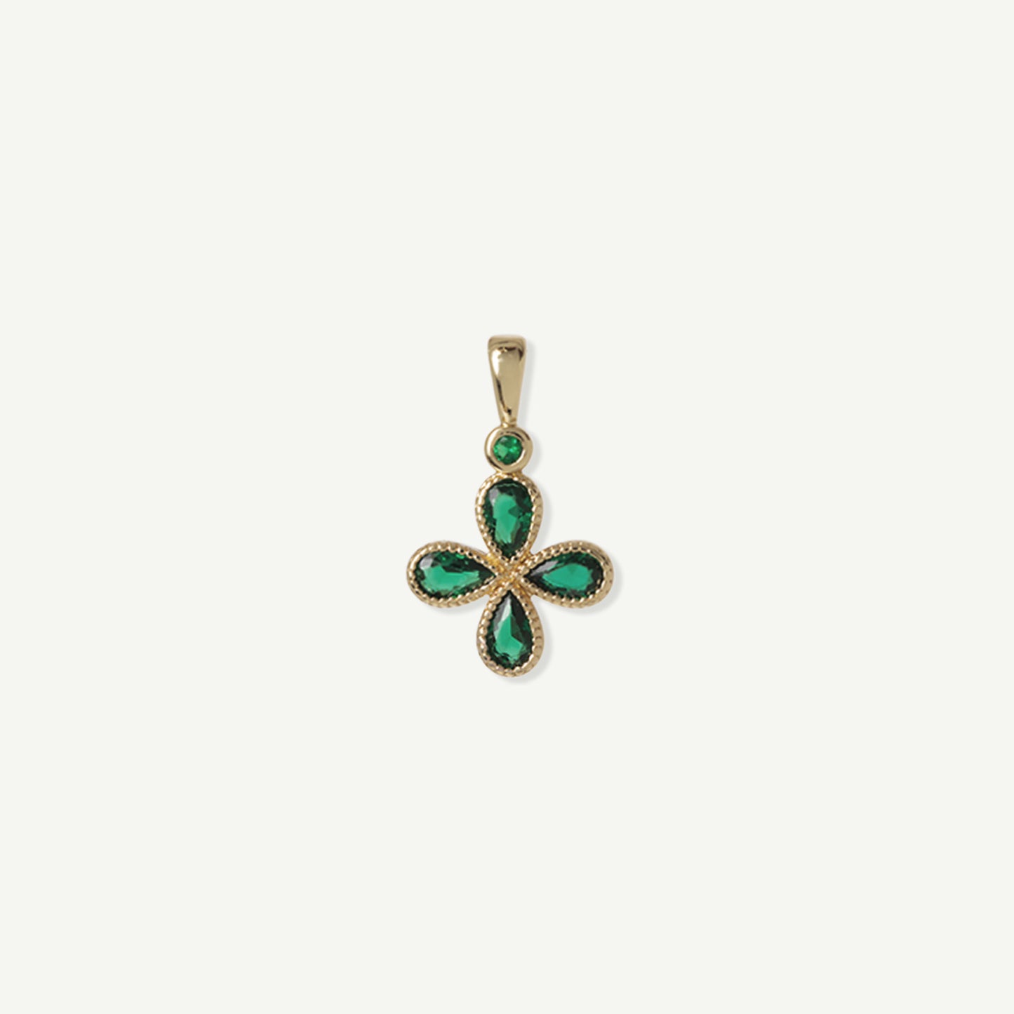 LucyKitty Gold Filled Emerald Clover Pendant