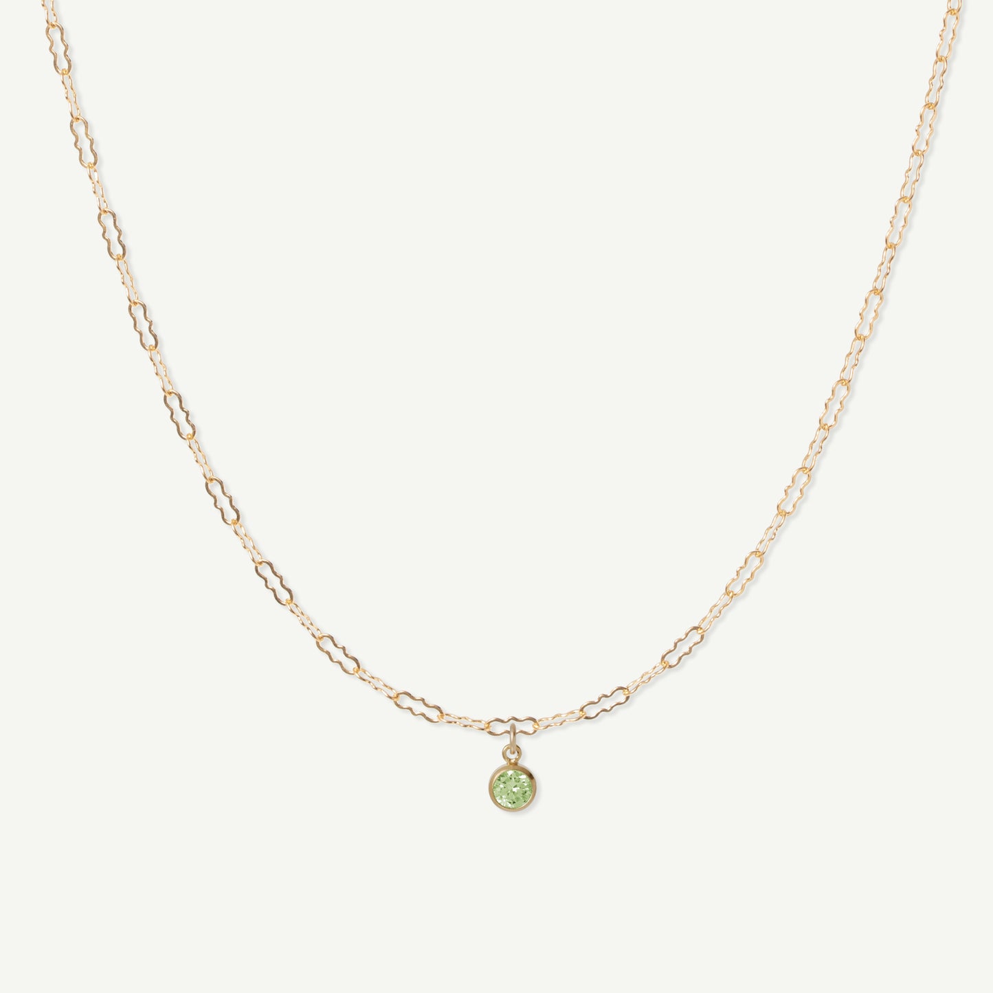 LucyKitty Gold Filled Fayette Birthstone Necklace in August Peridot