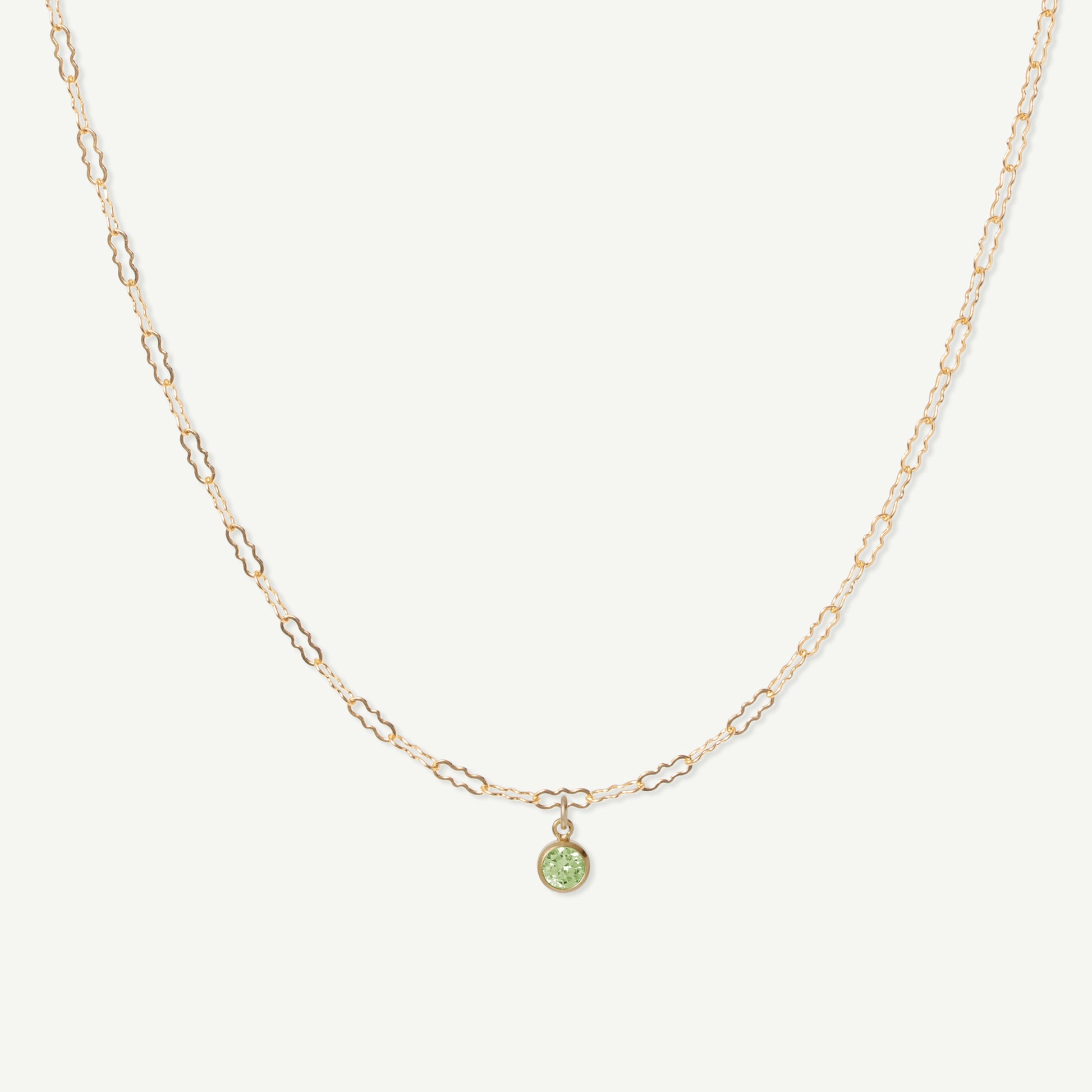 LucyKitty Gold Filled Fayette Birthstone Necklace in August Peridot